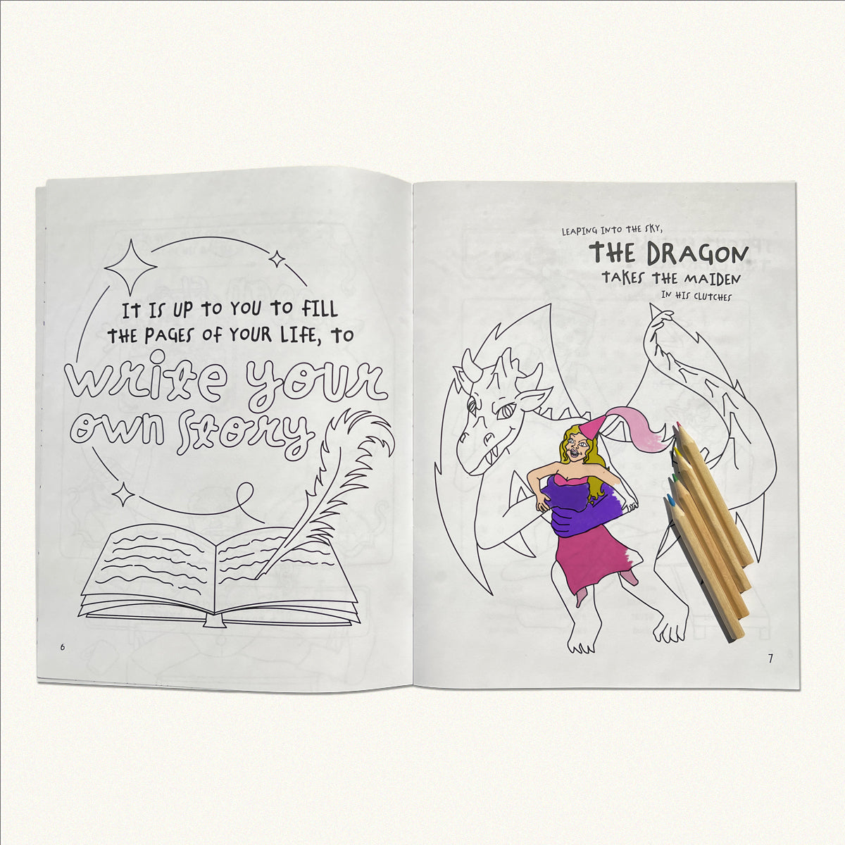 The Story of Sprout coloring book with the dragon and the princess
